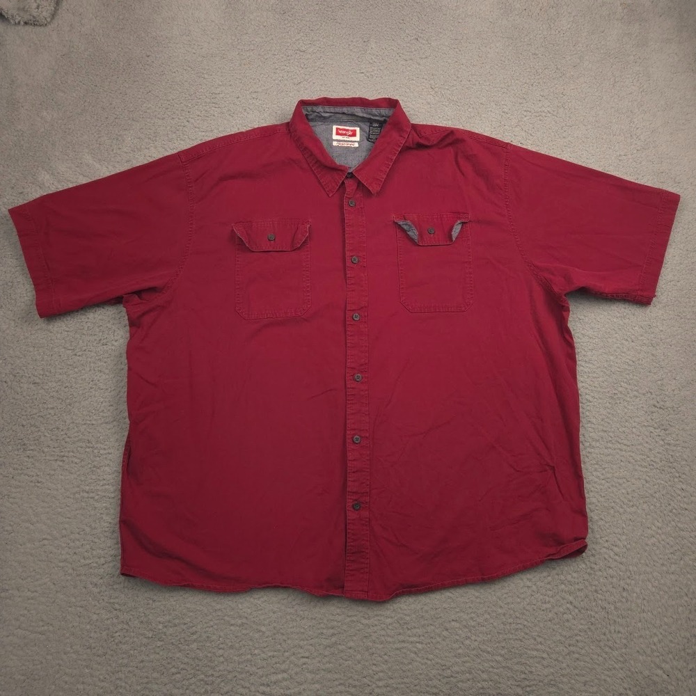 Wrangler Flex for Comfort Men 3XL Maroon Short Sleeve Button Shirt Stretch - Picture 1 of 11